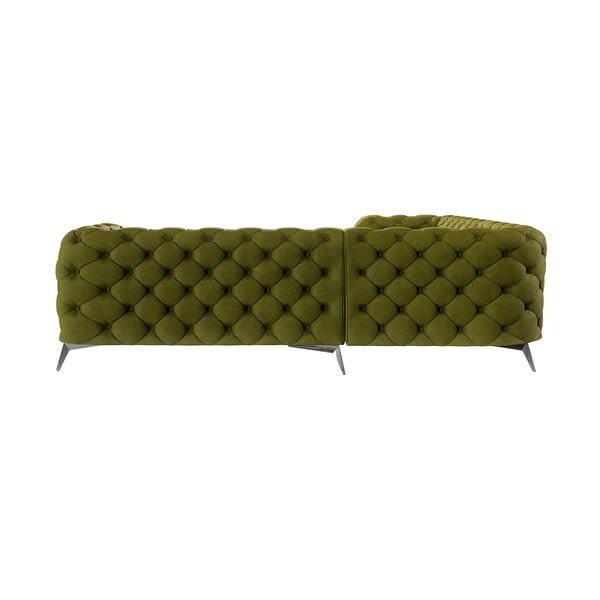 Colțar verde cu tapițerie din catifea Chelsea – Ropez-image-2