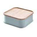 Cutie depozitare cu capac din lemn paulownia iDesign Eco, 21,3 x 21,3 cm, gri