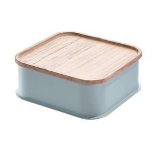 Cutie depozitare cu capac din lemn paulownia iDesign Eco, 21,3 x 21,3 cm, gri