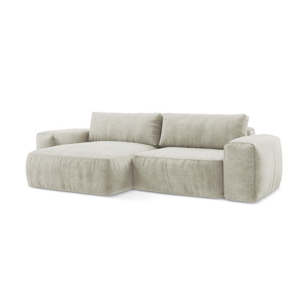 Colțar bej extensibil cu tapițerie din chenille (cu colț pe partea stângă/cu șezlong) Kuki – Makamii-image-2