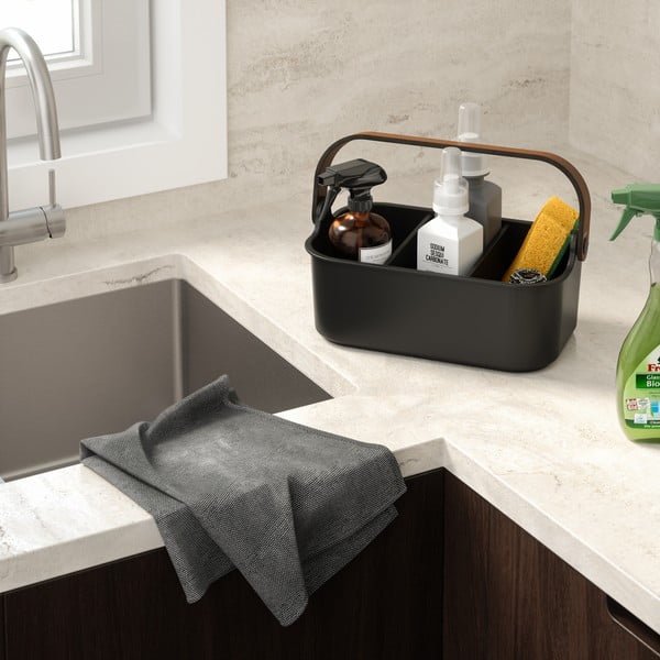 Organizator de baie negru din plastic reciclat Bellwood – Umbra-image-1