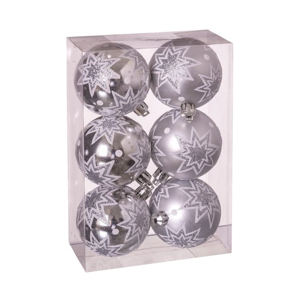 Set 6 globuri de Crăciun Unimasa Estrellas, ø 5 cm, argintiu