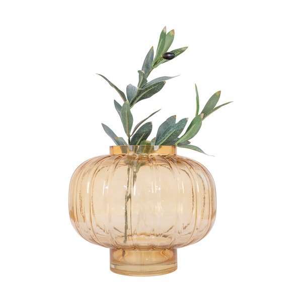 Vază galben-deschis din sticlă lucrată manual – House Nordic-image-1