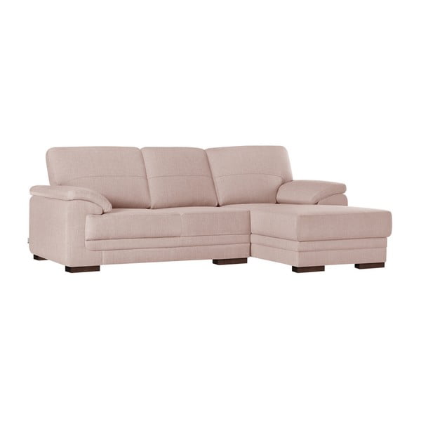Canapea extensibilă cu șezlong pe partea dreaptă Florenzzi Casavola, roz pudră