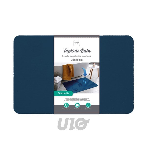 Covoraș de baie albastru închis din diatomit 35x45 cm Diatonella – douceur d'intérieur-image-1
