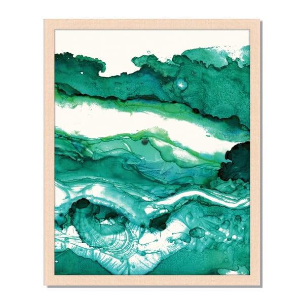 Tablou înrămat Liv Corday Asian Green Abstract, 40 x 50 cm