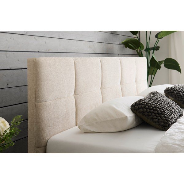 Pat matrimonial bej tapițat cu spațiu de depozitare cu somieră 180x200 cm Nova – Meise Möbel-image-3