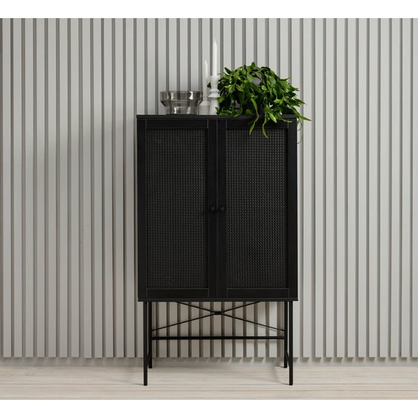 Dulap negru cu aspect de lemn de stejar 80x135 cm Pensacola – Unique Furniture-image-1