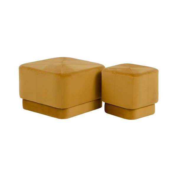 Taburet galben ocru cu tapițerie din catifea – Ixia-image-2