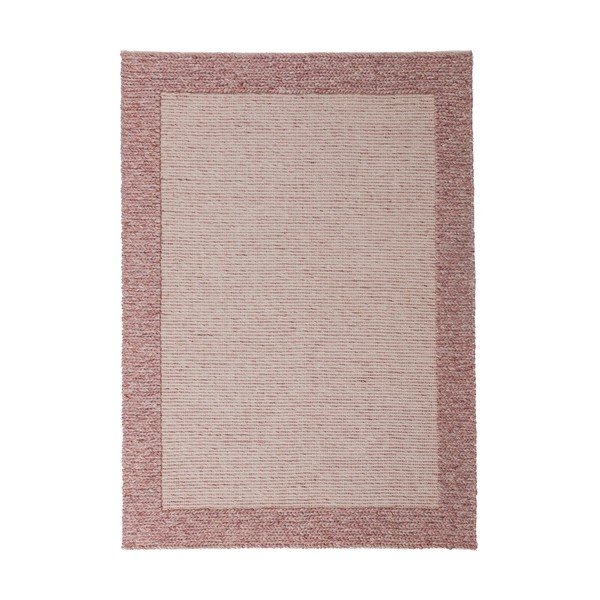 Covor roz deschis țesut manual din amestesc de lână 200x290 cm Rue – Flair Rugs