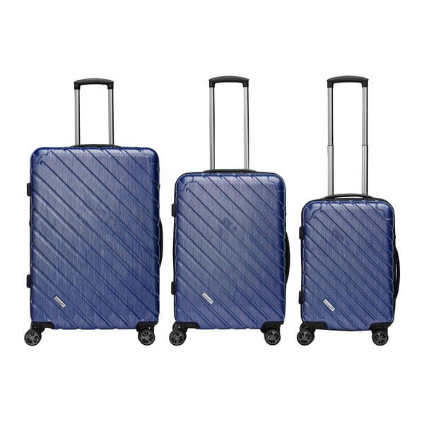 Set 3 trolere Packenger Premium Koffer, albastru închis