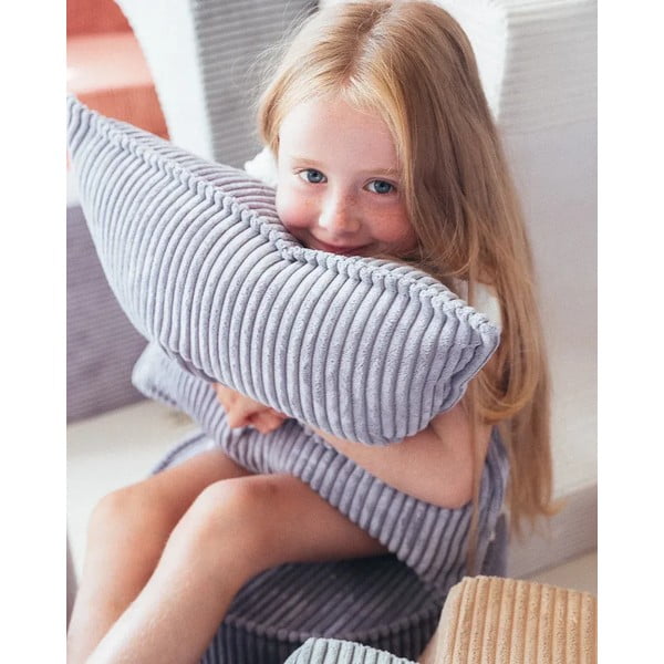 Pernă decorativă pentru copii albastră cu tapițerie din catifea reiată Bolster – Wigiwama-image-2