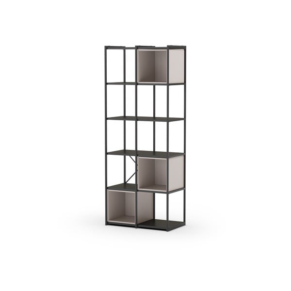 Bibliotecă neagră/crem 71x179 cm Anya – Marckeric-image-3