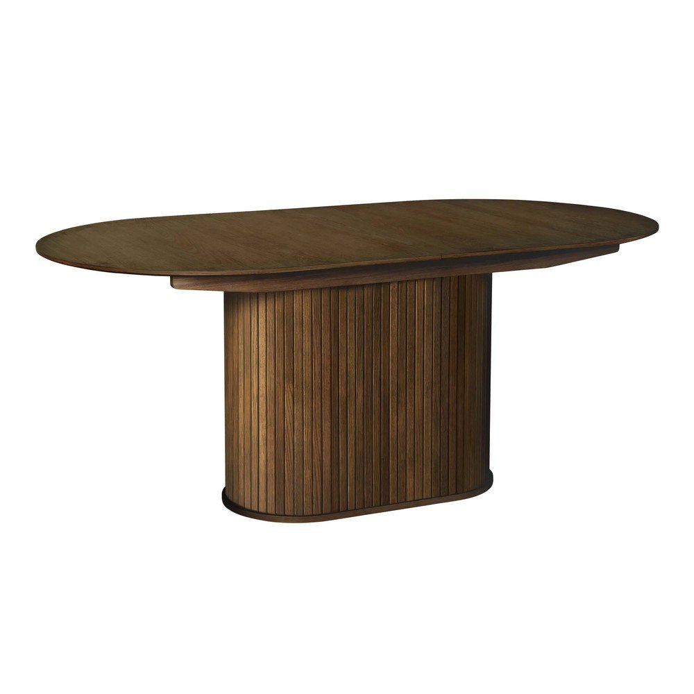 Masă de dining extensibilă cu aspect de lemn de stejar cu blat suplimentar 95x180 cm Nola – Unique Furniture