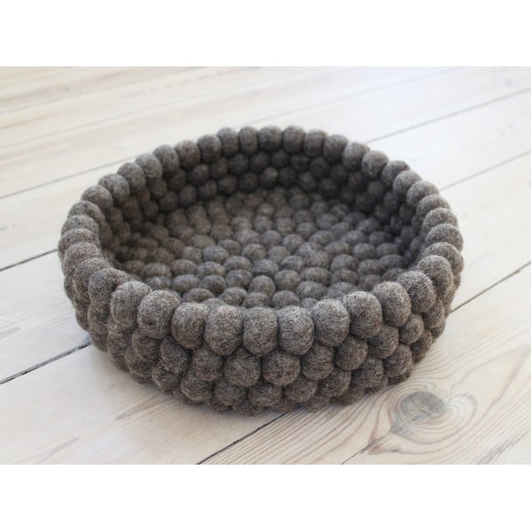 Coș depozitare cu bile din lână Wooldot Ball Basket, ⌀ 28 cm, maro nucă
