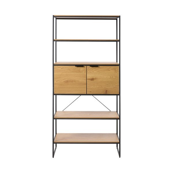Bibliotecă în culoare naturală cu aspect de lemn de stejar 90x190x40 cm Cesura – Unique Furniture