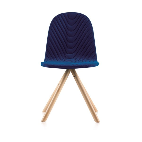 Scaun cu picioare în nuanță naturală Iker Mannequin Wave, albastru închis