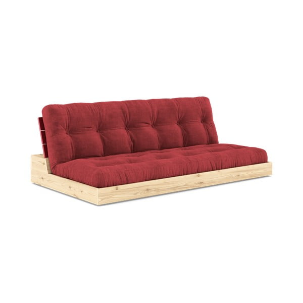 Canapea roșie extensibilă cu tapițerie din catifea reiată  196 cm Base – Karup Design