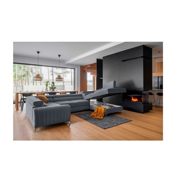 Colțar albastru extensibil/cu spațiu de depozitare (cu colț pe partea dreaptă/în formă de "U") Louis – ELTAP-image-2