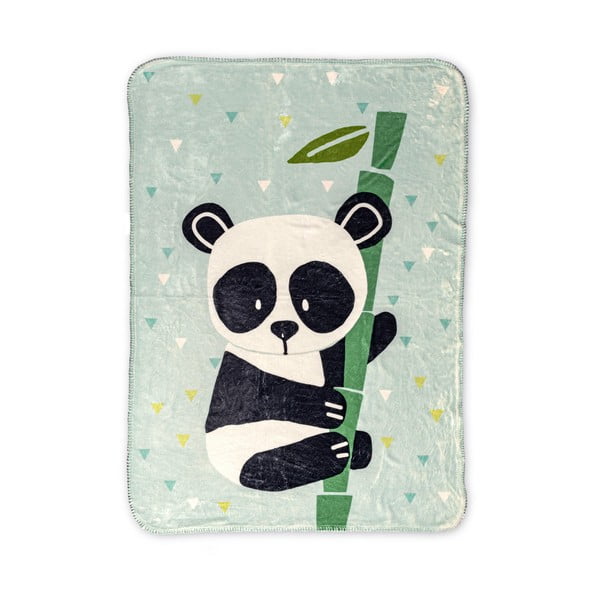 Pătură pentru copii verde-deschis din microfibră 140x110 cm Panda – Moshi Moshi