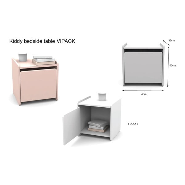 Noptieră pentru copii Vipack Kiddy, alb-image-3