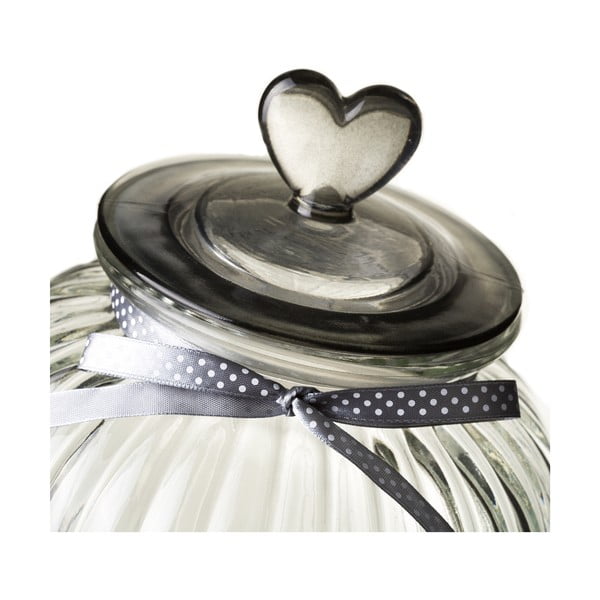 Recipient din sticlă cu capac Unimasa Heart, 5,4 l, argintiu-image-1