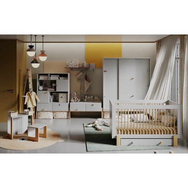 Cuier pentru copii gri deschis/în culoare naturală din lemn masiv de fag Cube - Pinio-image-4