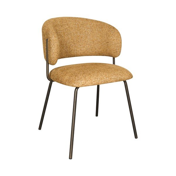 Set de scaune de living galben muștar cu cotiere/stivuibil 2 buc. tapițat Elva – MOME