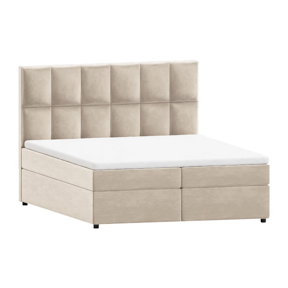 Pat boxspring bej cu spațiu de depozitare 140x200 cm Flip – Ropez