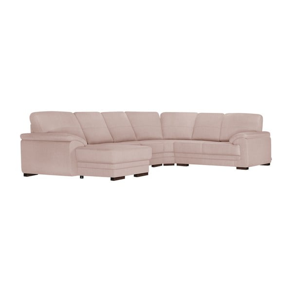 Canapea extensibilă cu șezlong pe partea stângă Florenzzi Casalova, lățime 3, 62 m, roz pudră