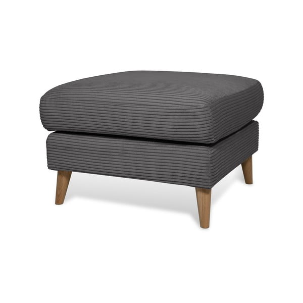 Taburet gri închis cu tapițerie din catifea reiată Paris – Scandic-image-2