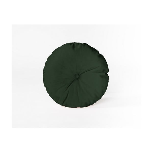 Pernă decorativă rotundă cu husă din catifea Velvet Atelier Dark Green, ⌀ 35 cm