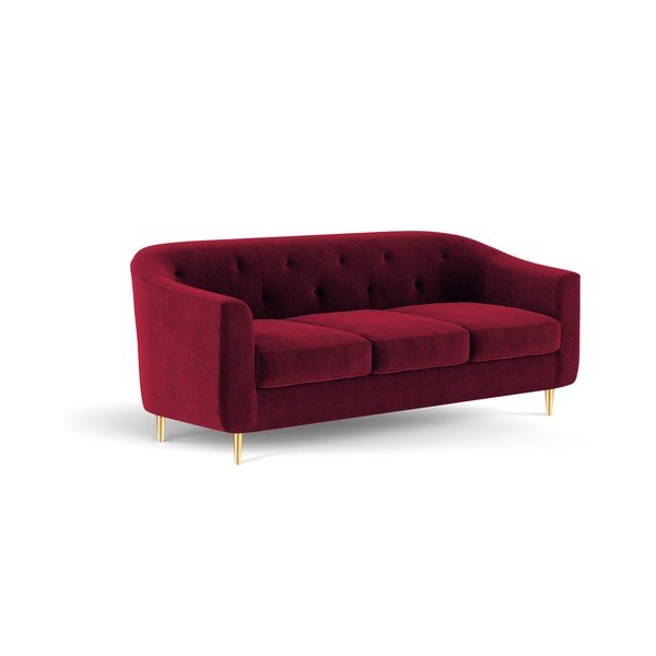Canapea cu tapițerie din catifea Kooko Home Corde, 175 cm, roșu-image-4