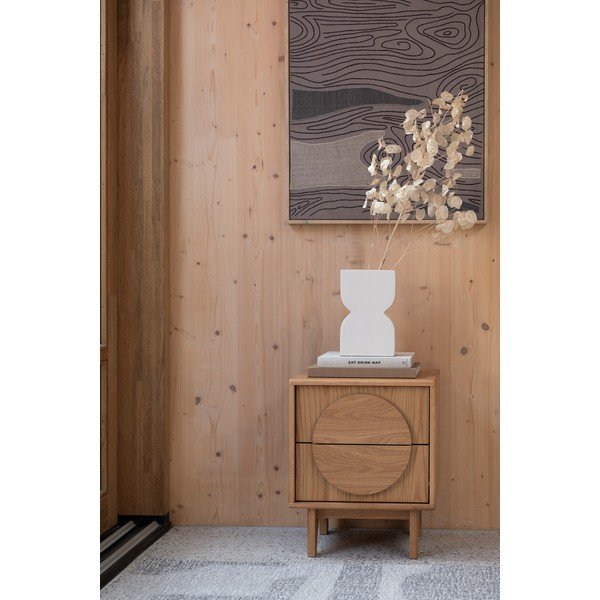 Noptieră în culoare naturală cu aspect de lemn de stejar Groove – Zuiver-image-1