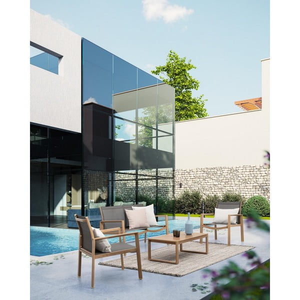 Set mobilier de grădină în culoare naturală din aluminiu pentru 4 persoane Kallen   – Bizzotto-image-1