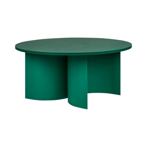 Măsuță de cafea verde rotundă cu blat cu aspect de lemn de  frasin  ø 95 cm Gavo – noo.ma