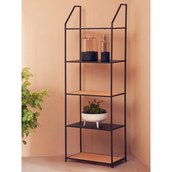 Etajeră neagră/în culoare naturală din metal 61x179x34 cm Depok – Premier Housewares-image-2