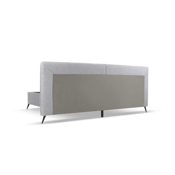 Pat matrimonial gri tapițat cu spațiu de depozitare și somieră  180x200 cm Walter – Milo Casa-image-3