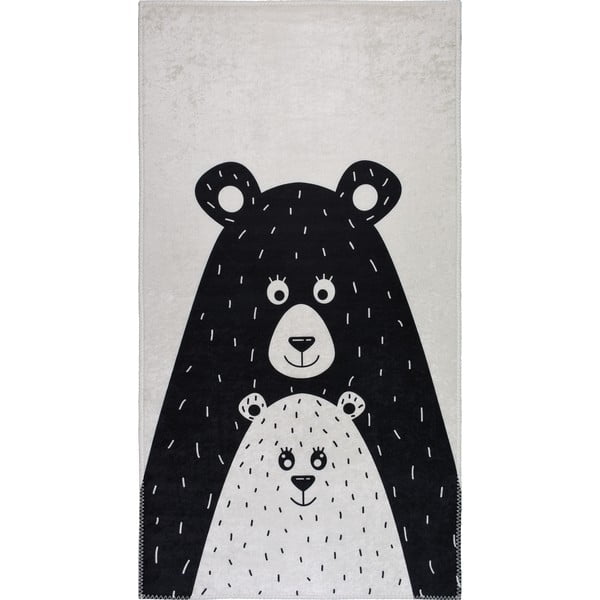 Covor pentru copii alb-negru lavabil 160x230 cm Bear Family – Vitaus