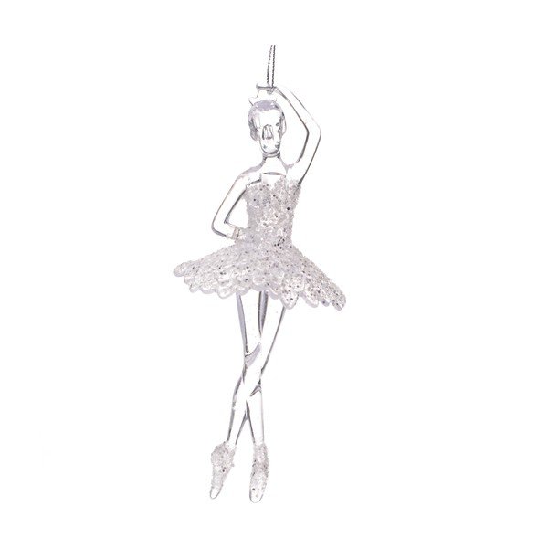 Decorațiune de agățat pentru bradul de Crăciun Dakls Ballerina, înălțime 17 cm, argintiu