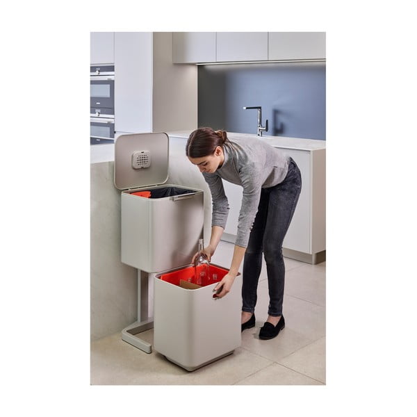 Coș de gunoi bej de reciclat din oțel 60 l Totem Max – Joseph Joseph-image-3