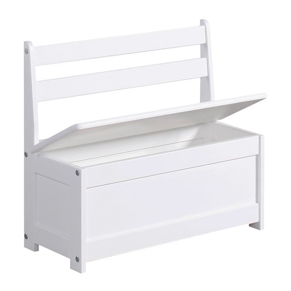 Băncuță din lemn de pin Pino Baby, cu spațiu de depozitare, alb-image-1