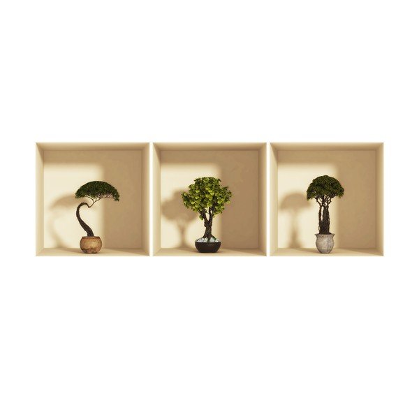 Set 3 autocolante cu efect 3D Ambiance Bonzai-image-2