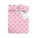 Lenjerie de pat albă-roz pentru pat dublu, extinsă 230x220 cm Disco Cherries Stripes – Catherine Lansfield