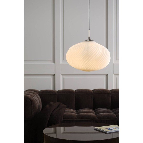 Lustră albă/argintie cu intensitate reglabilă din sticlă opal ø 50 cm Meringue – Jotex-image-1