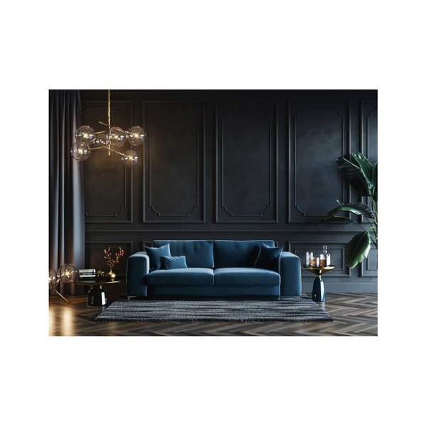 Canapea extensibilă din catifea devichy Rothe, 256 cm, albastru închis-image-3