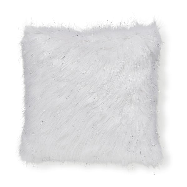 Față de pernă din blană artificială Catherine Lansfield Metallic Fur, 45 x 45 cm, alb