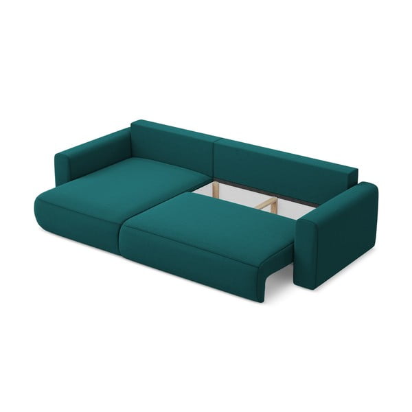 Colțar turcoaz extensibil/cu spațiu de depozitare cu tapițerie din catifea (cu colț pe partea stângă/cu șezlong) Kapua – Makamii-image-3