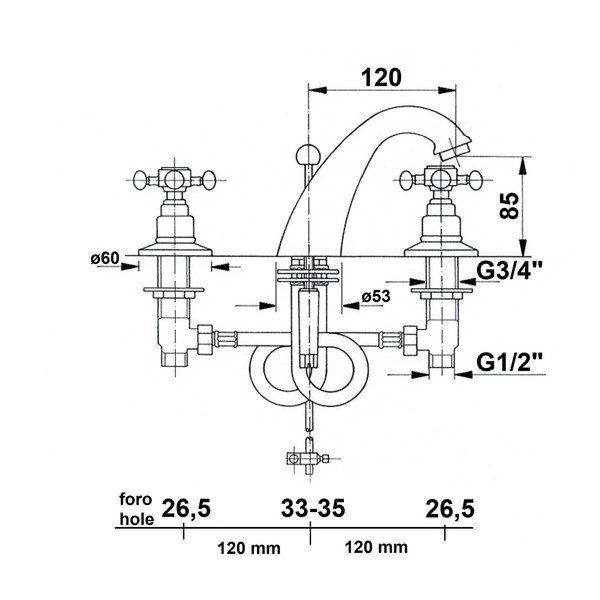 Baterie în culoarea bronzului pentru chiuvetă Antea – Sapho-image-1