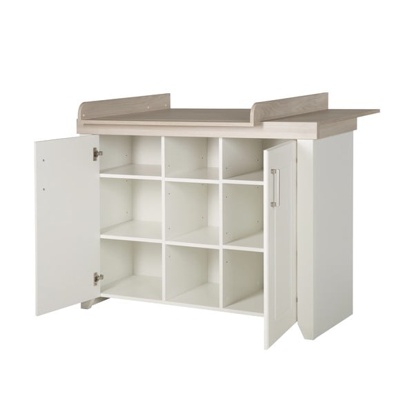 Comodă de copii albă joasă cu aspect de lemn de ulm cu masă de schimbat 120x98 cm Felicia – Roba-image-4
